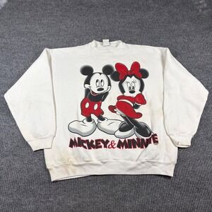 Vintage‎ Mickey Unlimited Sweatshirt Men's L Minnie Mouse Disney White Graphic